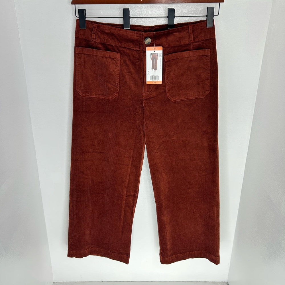 Matty M Wide Leg Corduroy Pants NWT Womens Size XXL High Rise Brick Boho 36x27 - Picture 2 of 14